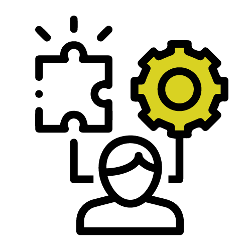 Bild Icon Person mit Puzzle und Zahnrad